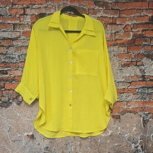 Fridaze 100% Linen Button-Up Women's Shirt, Size L